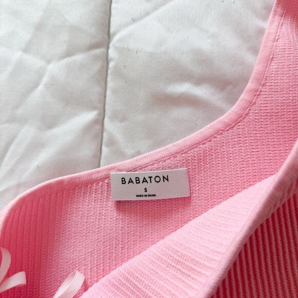 Aritzia Babaton Sculpt Knit One-Shoulder Ribbed Cropped Tank Daisy Pink - Picture 6 of 8